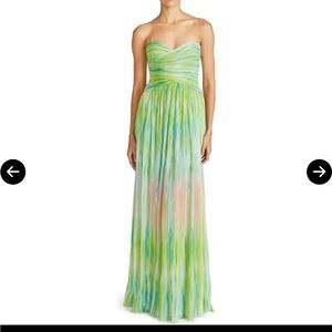 Monique Lhuillier ML Mila electric stripe chiffon gown SZ 2 EUC sold out